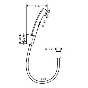 Гигиенический душ с держателем Hansgrohe шлифованный никель 32129820, 2