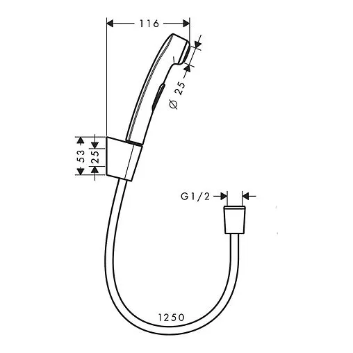 Гигиенический душ с держателем Hansgrohe шлифованный никель 32129820
