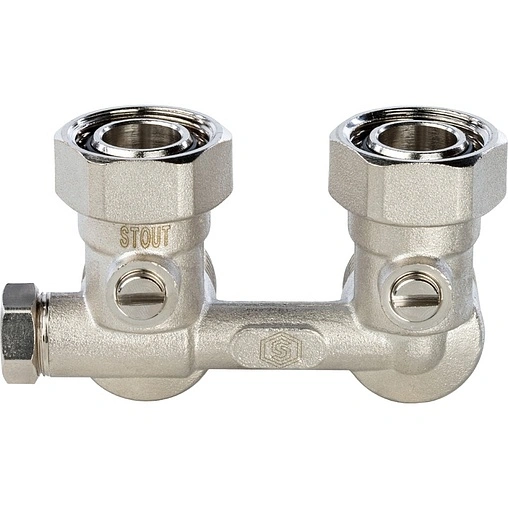 Узел нижнего подключения радиатора с байпасом угловой ¾&quot;ек x ¾&quot;ек Stout SVH-0003-000020