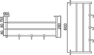 Полка для полотенец Jaquar Continental чёрный матовый ACN-BLM-1181FHS, 2