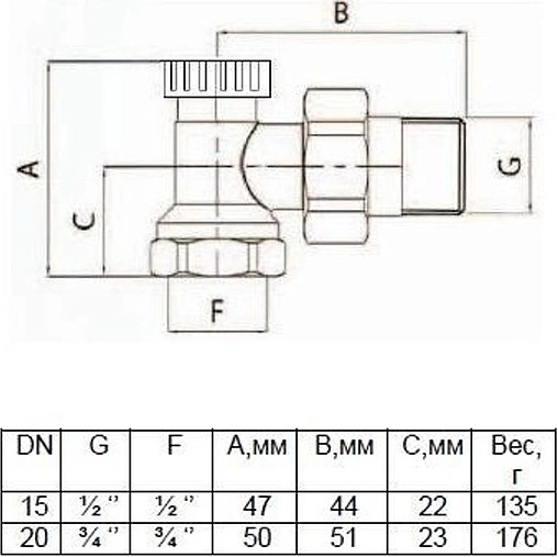Вентиль запорный угловой ½" в/н STI Вентиль запорный угловой ½" в/н STI