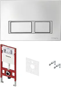 Инсталляция для подвесного унитаза Set 4 в 1 TECEspring V S401201 с кнопкой хром глянцевый, 1