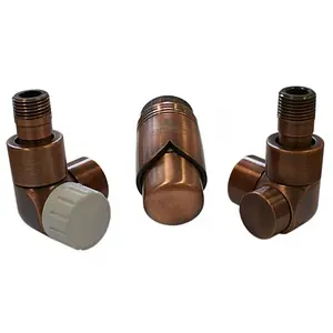 Комплект вентилей терморегулирующих осевых левых ½"н x 15x1мм медь античная Schlosser Lux 603700021 Комплект вентилей терморегулирующих осевых левых ½"н x 15x1мм медь античная Schlosser Lux 603700021, 1