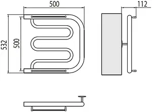 Полотенцесушитель водяной Terminus Фокстрот 1&quot; БШ 500х500 полированная сталь 4620768881039, 2