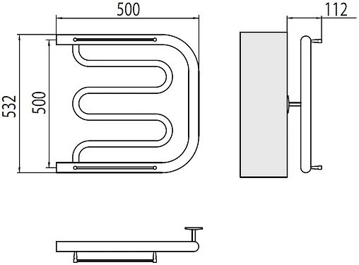 Полотенцесушитель водяной Terminus Фокстрот 1&quot; БШ 500х500 полированная сталь 4620768881039