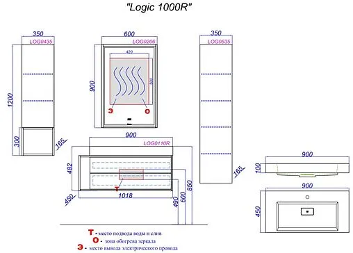 Тумба под умывальник подвесная Clarberg Logic T10/R белый LOG0110R Тумба под умывальник подвесная Clarberg Logic T10/R белый LOG0110R