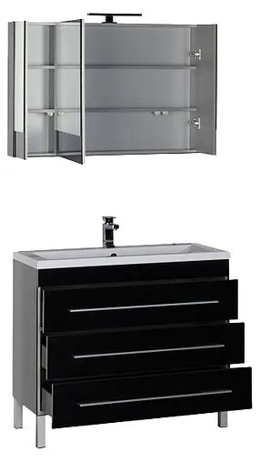 Шкаф-зеркало Aquanet Верона 100 чёрный 00175386