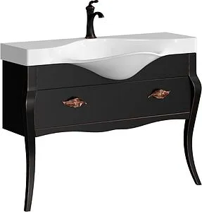 Тумба-умывальник напольная Clarberg Borgia T11/BLK 115 чёрный с патиной BOR0111BLK+Brw.11.04.D Тумба-умывальник напольная Clarberg Borgia T11/BLK 115 чёрный с патиной BOR0111BLK+Brw.11.04.D, 1