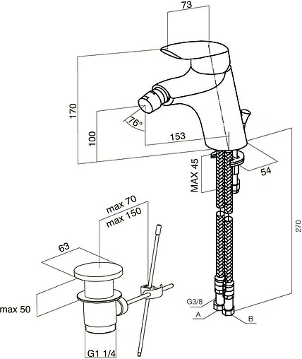 Смеситель для биде AM.PM Bliss L хром F5383132