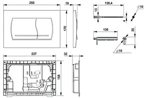 Клавиша смыва для унитаза Roca Active 52B 8901150B0 белый глянцевый Клавиша смыва для унитаза Roca Active 52B 8901150B0 белый глянцевый, 2