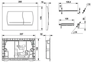 Клавиша смыва для унитаза Roca Active 52B 8901150B2 хром матовый Клавиша смыва для унитаза Roca Active 52B 8901150B2 хром матовый, 2