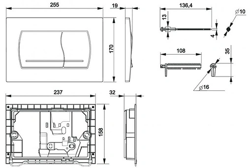 Клавиша смыва для унитаза Roca Active 52B 8901150B0 белый глянцевый
