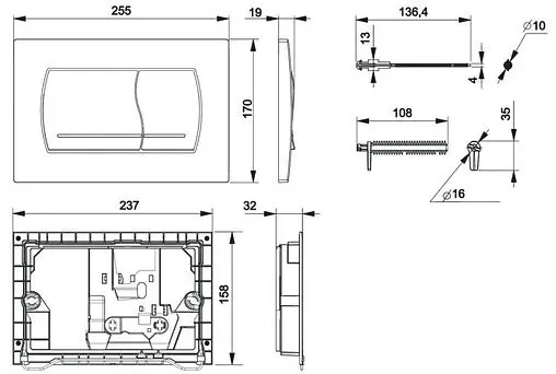 Клавиша смыва для унитаза Roca Active 52B 8901150B2 хром матовый
