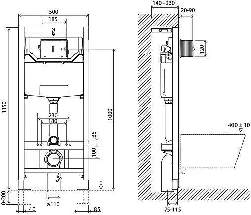 Инсталляция для подвесного унитаза Set 3 в 1 BelBagno BB001-120/BB014-SR-BIANCO с кнопкой белый глянцевый