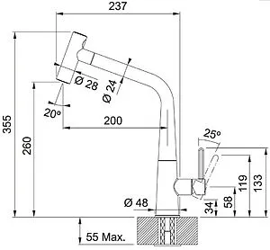 Смеситель для кухни с выдвижным изливом Franke Icon оптика стали 115.0625.189 Смеситель для кухни с выдвижным изливом Franke Icon оптика стали 115.0625.189, 2