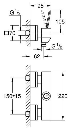 Смеситель для душа Grohe Eurocube Joy хром 23665000 Смеситель для душа Grohe Eurocube Joy хром 23665000