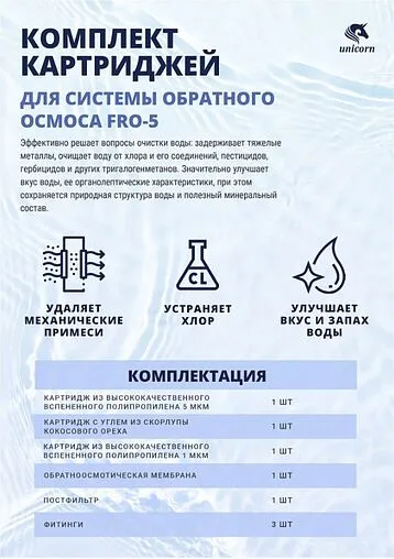 Комплект сменных картриджей Unicorn KCB-FRO-5