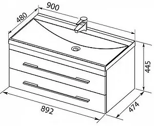 Тумба-умывальник подвесная Aquanet Верона 90 белый 00172335+00158756 Тумба-умывальник подвесная Aquanet Верона 90 белый 00172335+00158756, 2