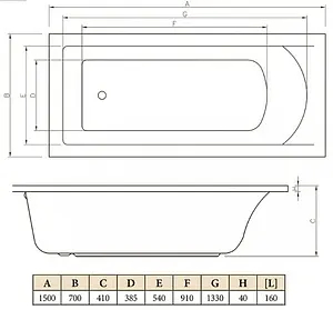 Ванна акриловая C-bath Selena 150x70 CBQ007001 Ванна акриловая C-bath Selena 150x70 CBQ007001, 2