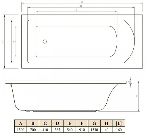 Ванна акриловая C-bath Selena 150x70 CBQ007001 Ванна акриловая C-bath Selena 150x70 CBQ007001