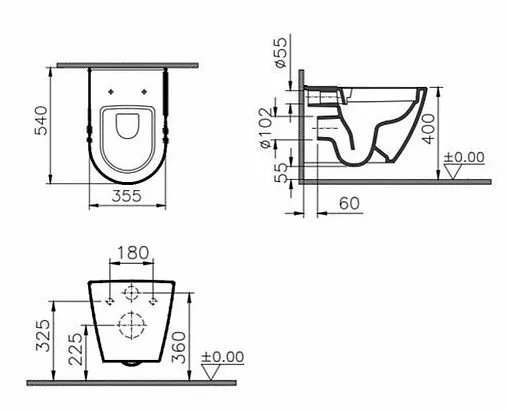 Унитаз подвесной безободковый VitrA Sanibelle SmoothFlush белый 7551B003-0075