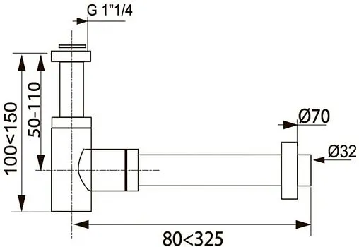 Сифон бутылочный для раковины Wirquin Lineis хром 31640003 Сифон бутылочный для раковины Wirquin Lineis хром 31640003