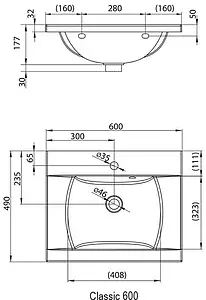 Раковина Ravak Classic 60 белый XJD01160000 Раковина Ravak Classic 60 белый XJD01160000, 2