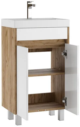 Тумба-умывальник напольная Домино Karlo 50 белый/дуб вотан DK5301T+4627173210157