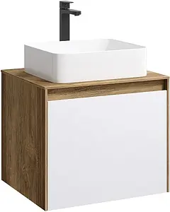 Тумба-умывальник подвесная Aqwella Mobi 60 белый/дуб балтийский MOB0106DB+MOB0706W+641945 Тумба-умывальник подвесная Aqwella Mobi 60 белый/дуб балтийский MOB0106DB+MOB0706W+641945, 1