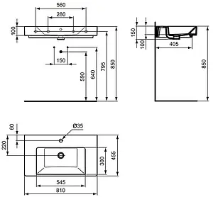 Раковина Ideal Standard Strada 81 белый K078801 Раковина Ideal Standard Strada 81 белый K078801, 2