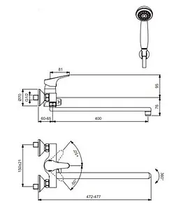 Смеситель для ванны с длинным изливом Vidima Next хром BA403AA Смеситель для ванны с длинным изливом Vidima Next хром BA403AA, 2