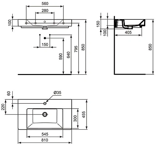 Раковина Ideal Standard Strada 81 белый K078801