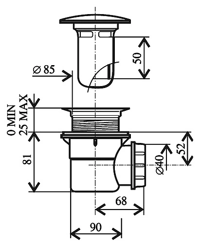 Сифон для душевого поддона Ravak Standard хром X01314 Сифон для душевого поддона Ravak Standard хром X01314