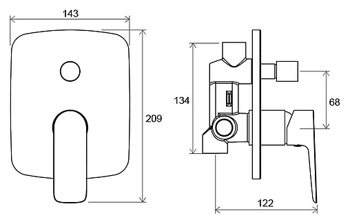 Смеситель для ванны скрытого монтажа Ravak Classic CL 061.00 хром X070086