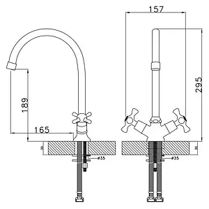 Смеситель для кухни Rossinka хром H02-72, 2