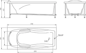 Ванна акриловая BellRado Стелла 180x80 BR7011033-00, 4