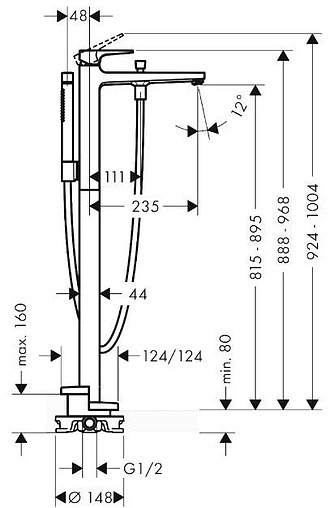 Смеситель для ванны Hansgrohe Metropol полированное золото 32540990