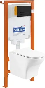 Комплект 5 в 1 BelBagno Kraft BB064CHR/BB2111SC/BB002-80/BB007-PR-NERO.M с кнопкой черный матовый, 1