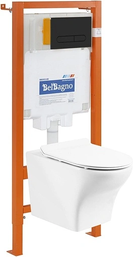 Комплект 5 в 1 BelBagno Kraft BB064CHR/BB2111SC/BB002-80/BB007-PR-NERO.M с кнопкой BB007-PR-NERO.M черный матовый