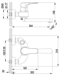 Смеситель для ванны Lemark Shift хром LM4314C Смеситель для ванны Lemark Shift хром LM4314C, 2