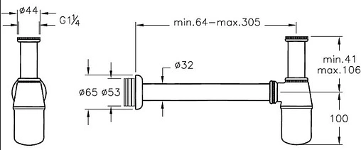 Сифон бутылочный для раковины VitrA Syphon хром A45122