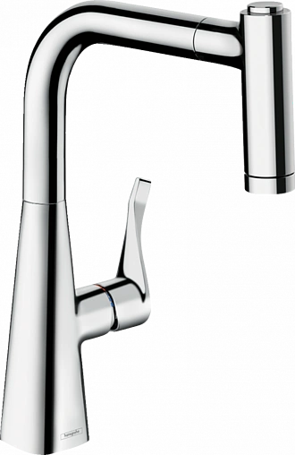 Смеситель для кухни с выдвижным изливом Hansgrohe Metris M71 220 2jet хром 14834000