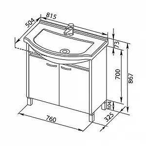Тумба под умывальник напольная Aquanet Донна 80 дуб белый 00169042, 2