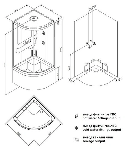 Кабина душевая 900x900мм Am.Pm Like W80C-019A-090MTA