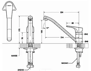 Смеситель для кухни Bravat Vega хром F7119177CP-1, 2