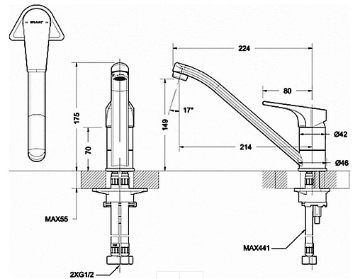 Смеситель для кухни Bravat Vega хром F7119177CP-1