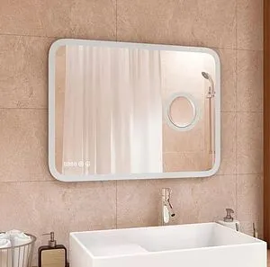 Зеркало с подсветкой Continent Bliss Led 80x60 с линзой, с музыкальным блоком, с подогревом белый ЗЛП698, 4