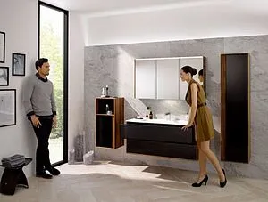 Шкаф-пенал подвесной VitrA Metropole 40 L черное акриловое стекло/сливовое дерево 58208 Шкаф-пенал подвесной VitrA Metropole 40 L черное акриловое стекло/сливовое дерево 58208, 5