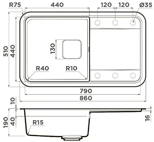 Мойка кухонная Omoikiri Tasogare 86-BL черный 4993469