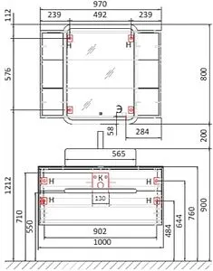 Шкаф-зеркало Jorno Bosko 100 с подсветкой и часами белый Bos.03.100/W, 2